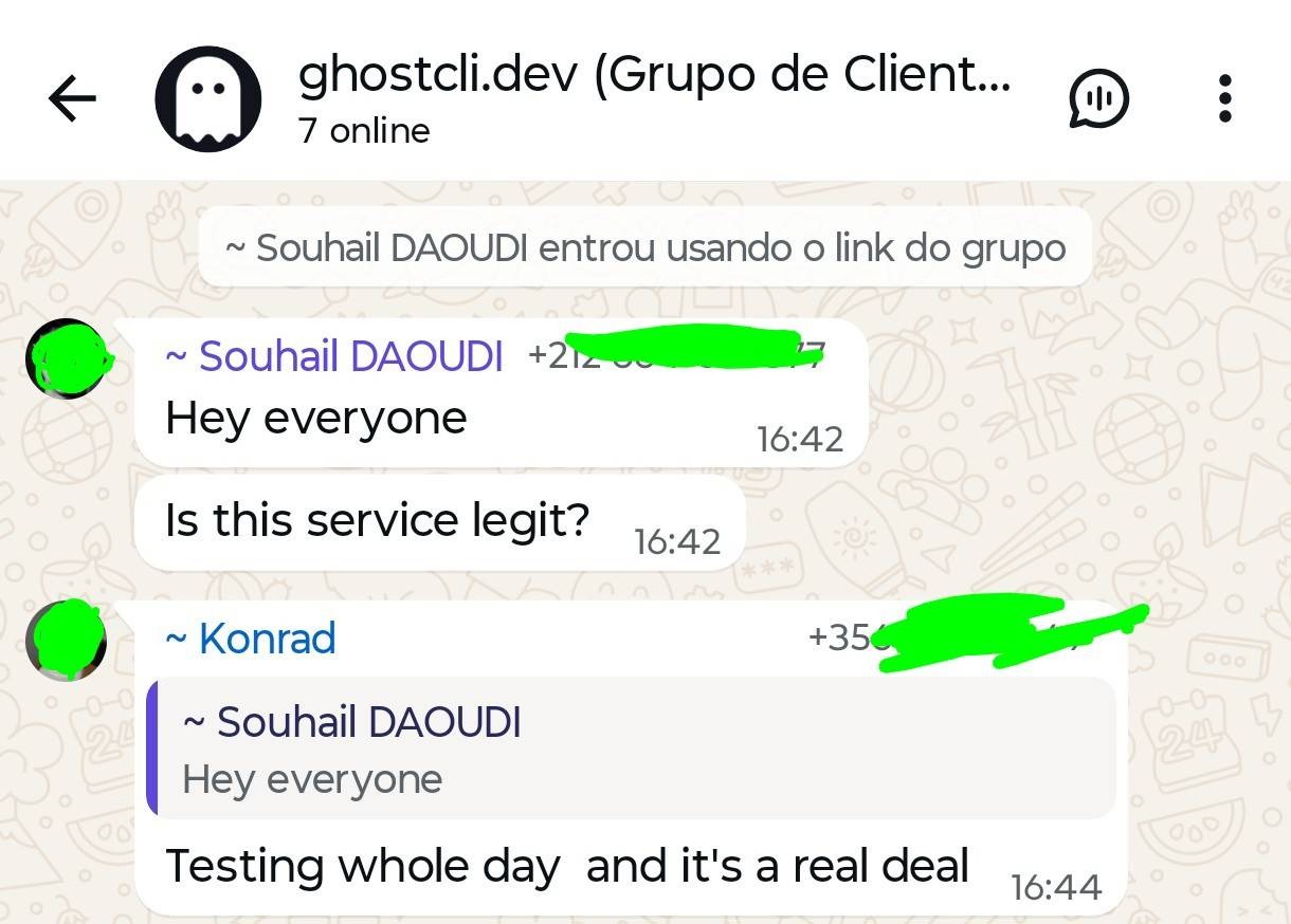 WhatsApp customer group: a new member asks if the service is legit